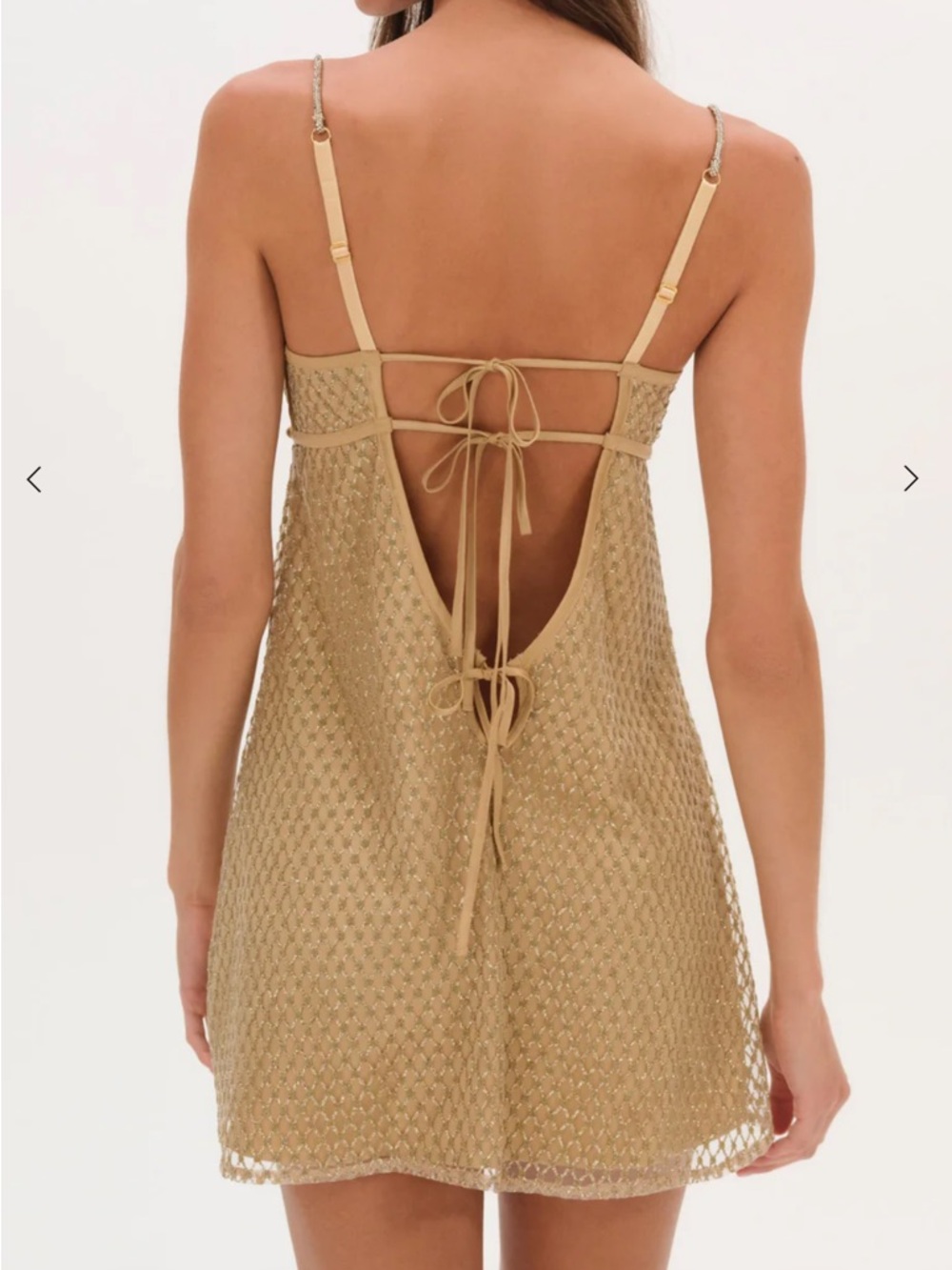 For Love and Lemons Glitter Slip Dress In Gold - Picture 2 of 8